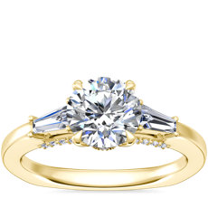 18k 黃金Bella Vaughan 尖頂長方形三石訂婚戒指（0.24 克拉總重量）